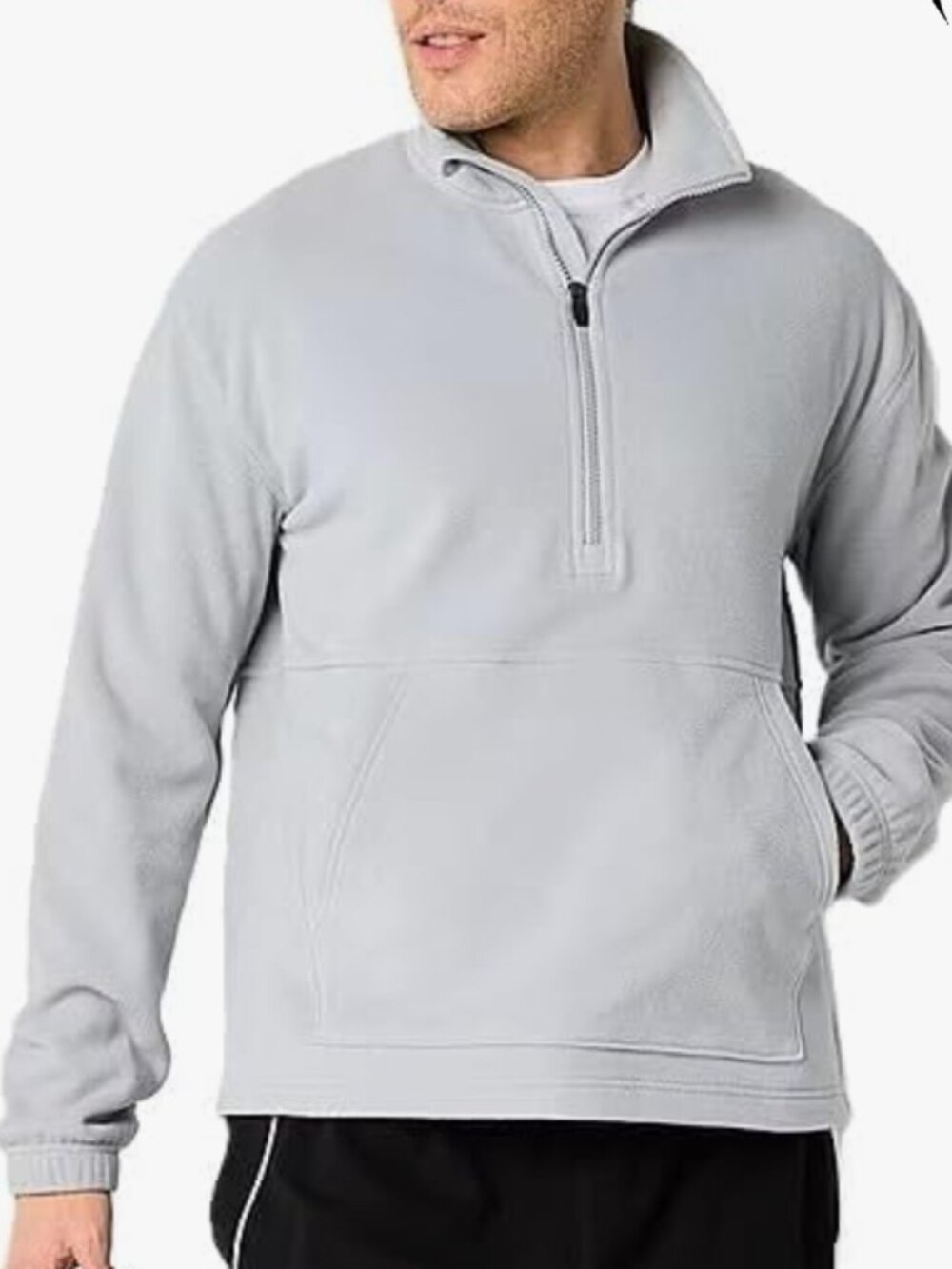 Xersion Men's Polar Fleece Pullover, 1/2 Zip Neck, French Gray Medium